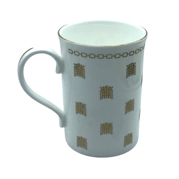 Vtg House Of Commons U.K. Portcullis Fine Bone China Mug Gold Accents England 4" - Picture 2 of 6